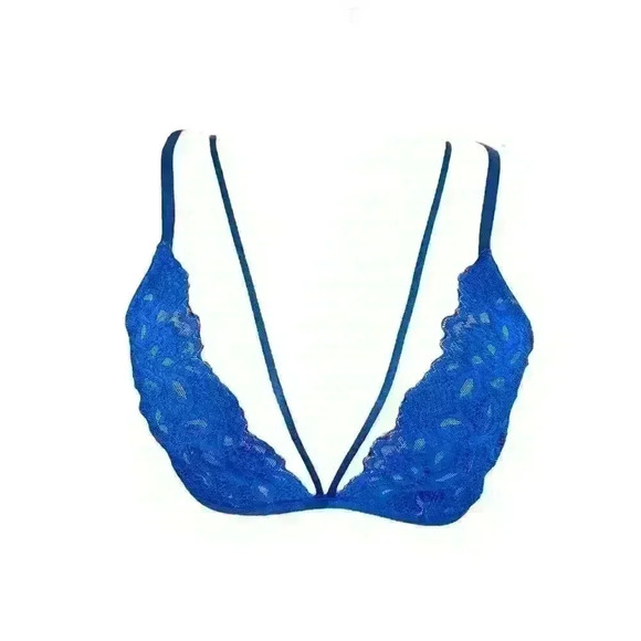 Frederick's Of Hollywood Sz M Jessica Bralette Blue Lace Sexy Comfy Unique NWT - Picture 2 of 10
